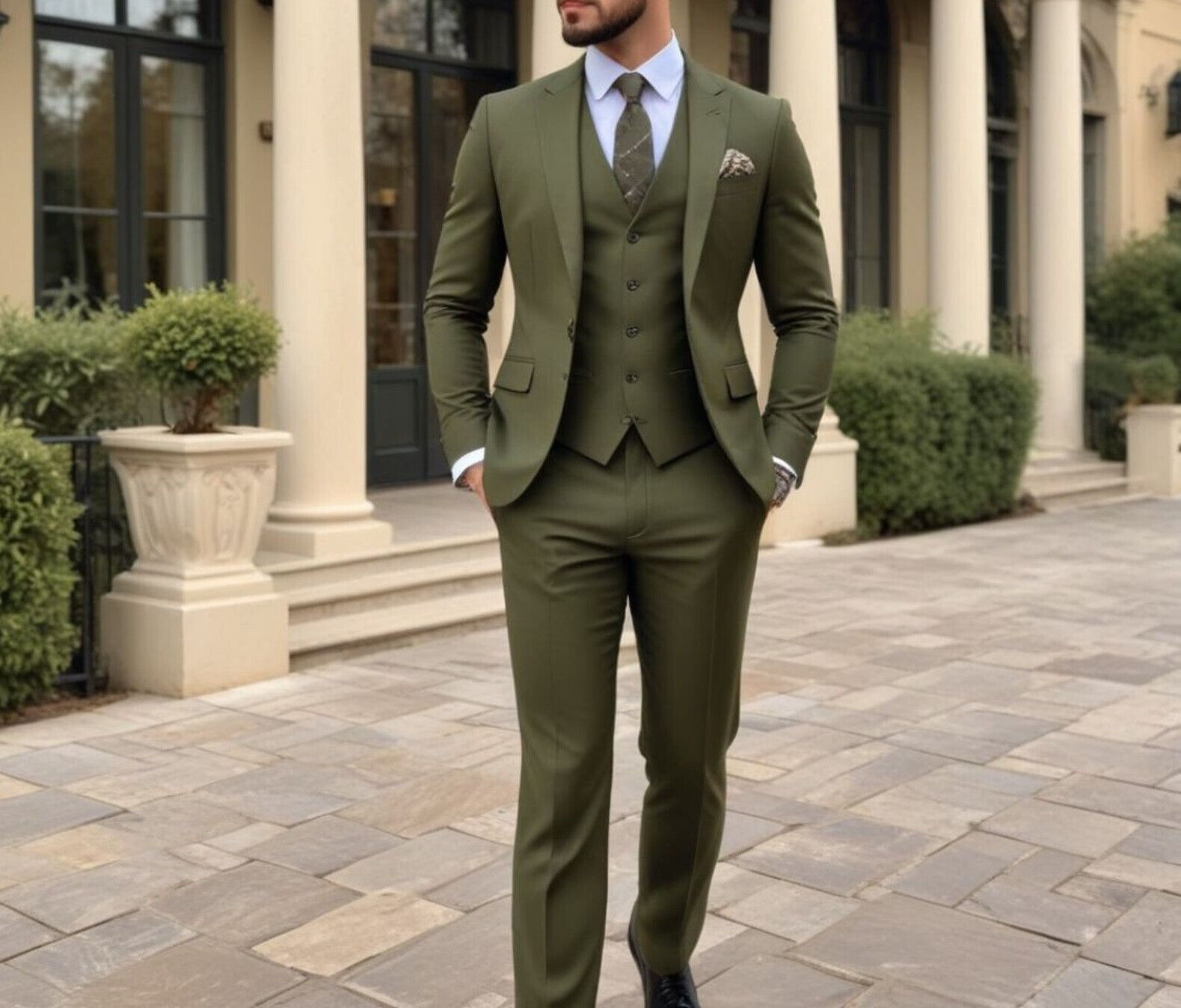 بدلة رجالية خضراء زيتونية من 3 - مراجعة Men'S Grooming Room وسعره